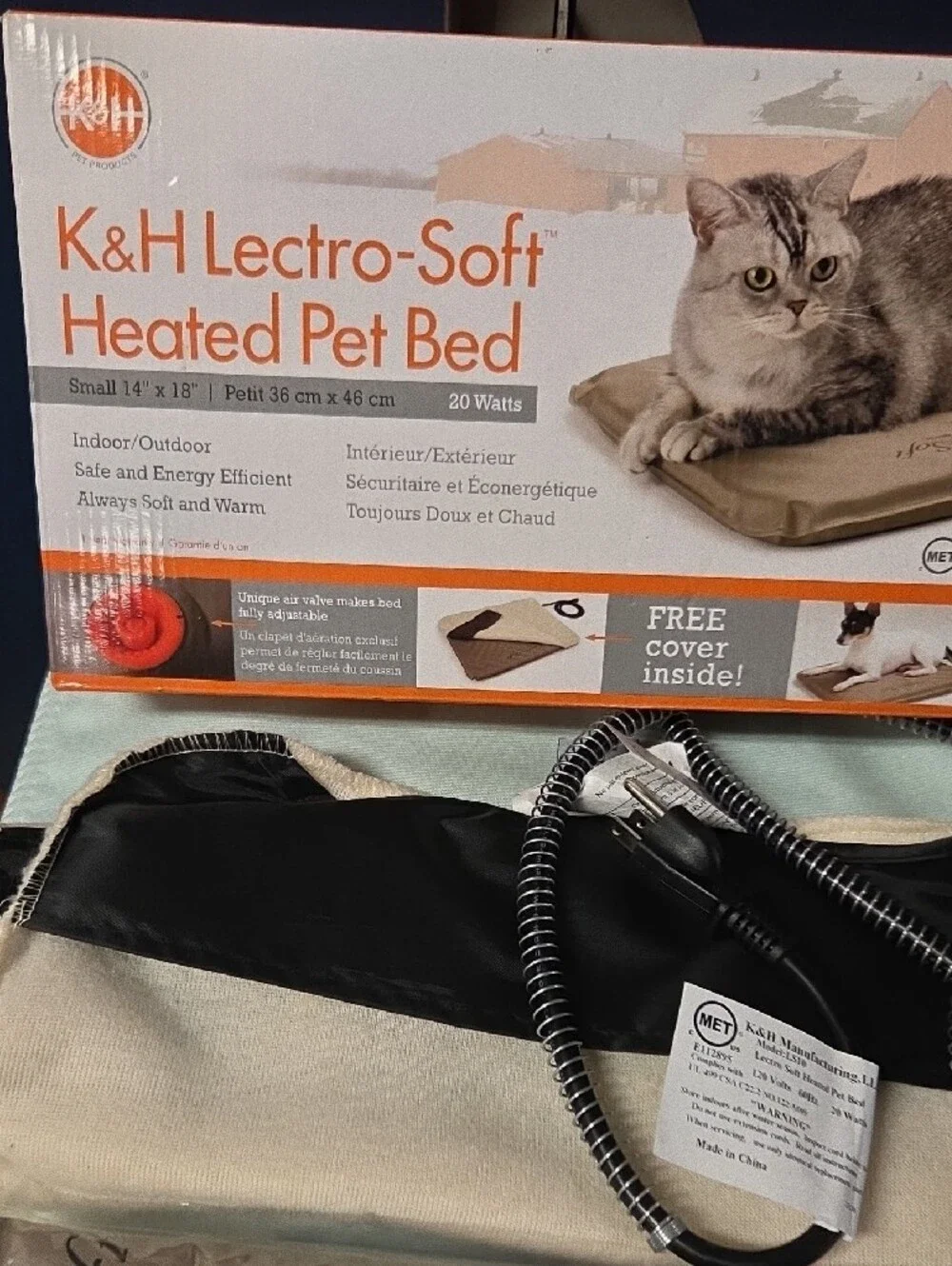 Lectro-Soft Heated Cat Bed - Beige & Black